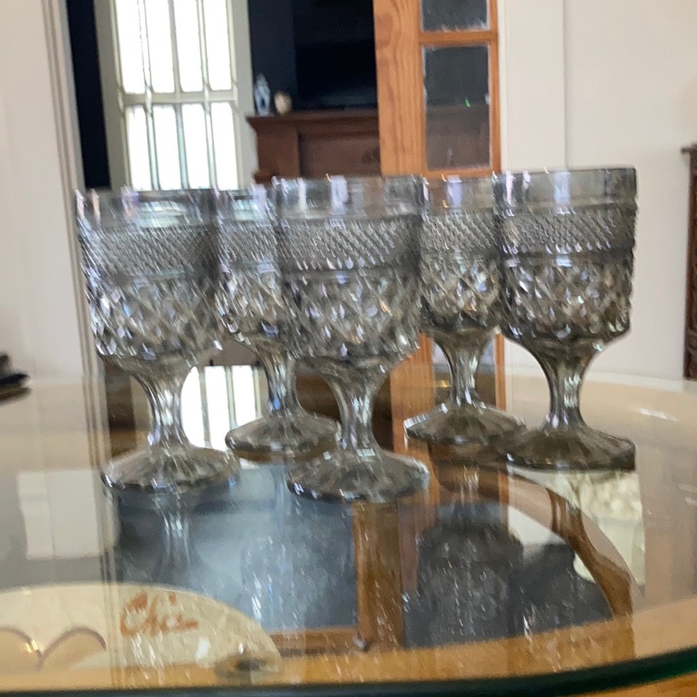 Set of 5 Wexford Smoke by Anchor Hocking Glass Mugs